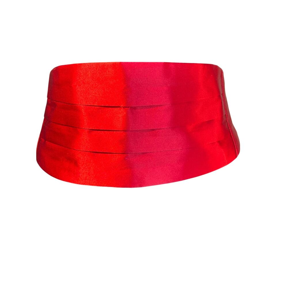 Silk Cummerbund for Men - Red, Formal, Adjustable, Pleated, Satin